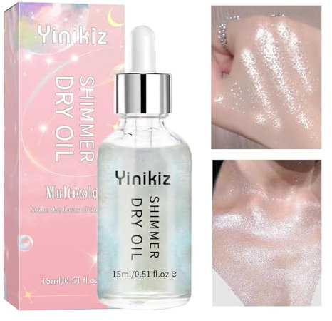 Salyeeluly Körperschimmeröl, Schimmer-Trockenöl - 15 ml Body Glitter Gesichts-Highlighter-Öl - Körperschimmeröl, funkelnder Gesichtsaufheller, volldeckendes Highlighter-Make-up für Frauen und Mädchen