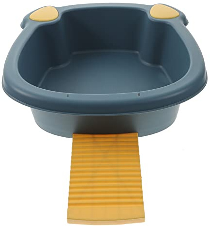 Tragbares Waschbecken mit Wäschebrett, für Kinder, Blau, Pp, Katzenohr | Gesicht und Füße, Verstecktes Waschbrett, aus Pp, Ausziehbares Design, ein Stück Geformt Zufällige Farbe