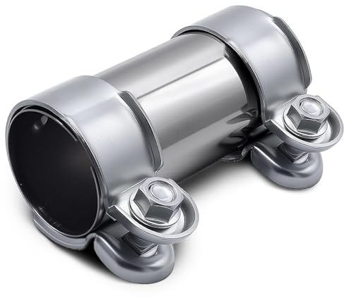 Doppelschelle Auspuffschelle Ø 45 mm x 120 mm Edelstahl Rohrverbinder Auspuff Schelle Universal Korrosionsbeständig Auspuffrohrklemme für Auspuffrohr mit 45 mm Durchmesser