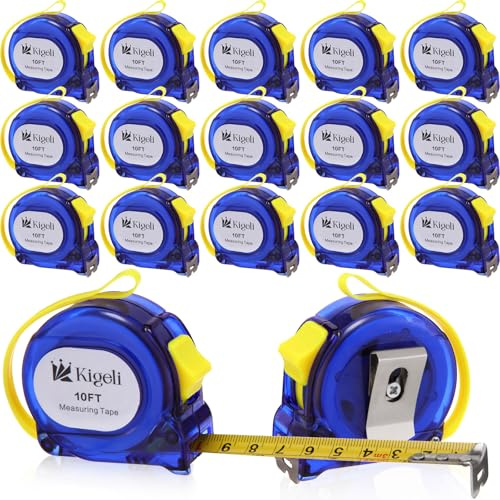 Kigeli 16 Pack Tape Measure 10 ft Small Tape Measure Mini Retractable Measuring Tape Bulk Self Locking Measurement Easy to Read Tape with Fractions, Metric Inches and Imperial Measurement