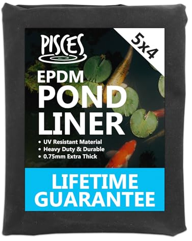 Pisces Epalyn EPDM Rubber Garden Pond Liner 5m Width x 4m Length - Strong Durable Water Feature Lining