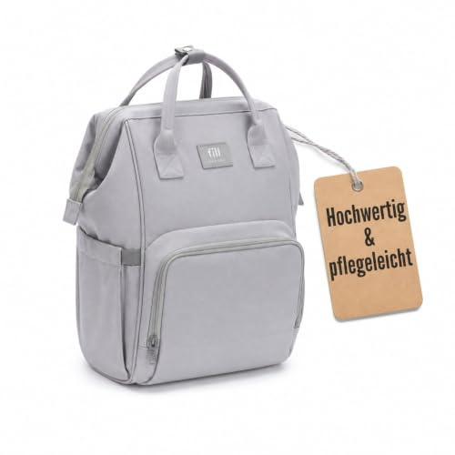 Fillikid Wickelrucksack Barcelona | Geräumiger & stylischer Rucksack mit vielen Fächern, isoliertem Flaschenhalter & Wickelauflage | Bequem tragbar & ideal für den Alltag mit Baby