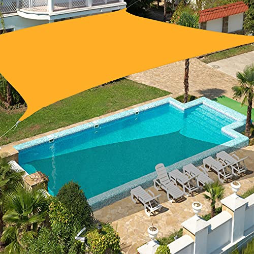 Wasserdicht 4m x 7m Rechteckig Grau Sonnenschutz 90% UV Blockierende Markise für Außen Patio Gartenmarkise für Rasen Pergola Terrasse Terrasse Mango Gelb