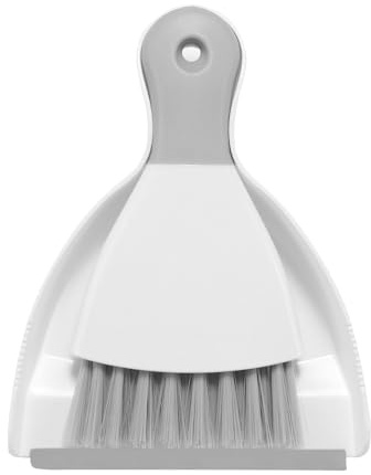 NACENA Mini Dustpan and Brush Set, Small Broom and Dustpan Set Dust Pan and Mini Hand Broom Dustpan and Broom Combo Compact for Home Table Keyboards Sofa Kitchen, White & Gray