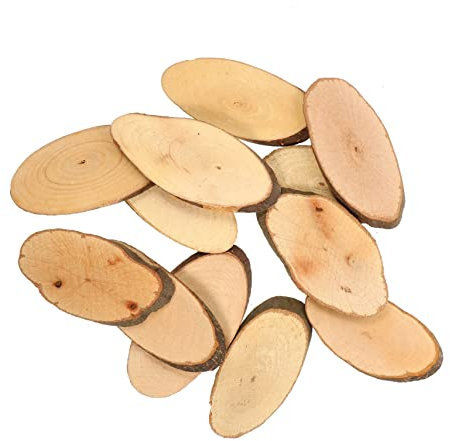 SEWOART Holzkreise Deko 20 Stück Oval 4-5 Cm Holz Scheiben Für Hochzeit Party Handwerk Basteln Mit Glatter Oberfläche Für Diy Dekoration