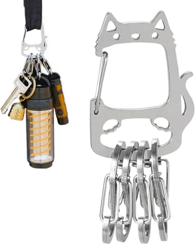 Schlüsselbund-Karabiner, robuster Schlüsselringhalter, Glückskatze, Schnellverschluss, Kettenclip, robuster Schlüsselringhalter für Männer, Outdoor & Camping