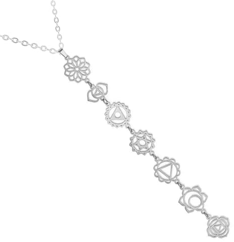 Only faith Collana da donna con ciondolo a 7 chakra per donna, ciondolo lungo con simboli spirituali, Yoga Reiki Meditazione Amuleto