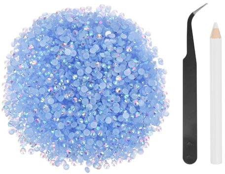 sourcing map 5000 diamantes de imitación de resina con parte trasera plana, SS12 de 3 mm, gemas de brillo redondas a granel con herramientas de recogida para manualidades, vasos, tazas, ropa, color