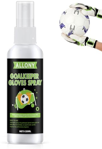 Allony Spray Guanti Portiere, Spray adesivo per guanti da portiere, Guanti da Portiere Grip Spray, Presa e Aderenza Immediate, Controllo Accurato della Palla - 120ML