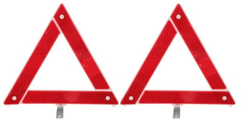 Señal de Advertencia Triangular para Vehículo, 2 Piezas Rojo | Plástico Plegable de Montaje Rápido, Alta Visibilidad para Emergencias en Carretera, Triangulo Coche