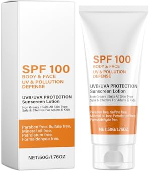 Protector solar facial SPF100, loción de protección solar para todo el cuerpo con protección UV, antienvejecimiento e hidratante, protector solar calmante, no graso