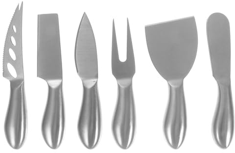CLISPEED Kit de 6 Couteaux à Fromage en Acier Inoxydable Manches Creux Ensemble Complet pour Découpe Précise Couleur Argentée Cuisine et Dégustation de Fromages