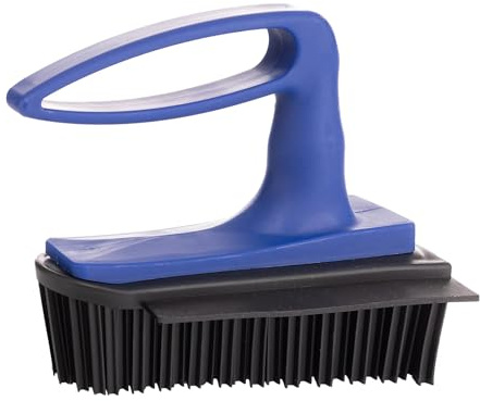 AQUA CLEAN Universal-Handbesen mit Gummiborsten Blau | Mit A-Gummiborsten und integrierter Abziehlippe für Böden, Teppiche, Terrassen und Werkstätten