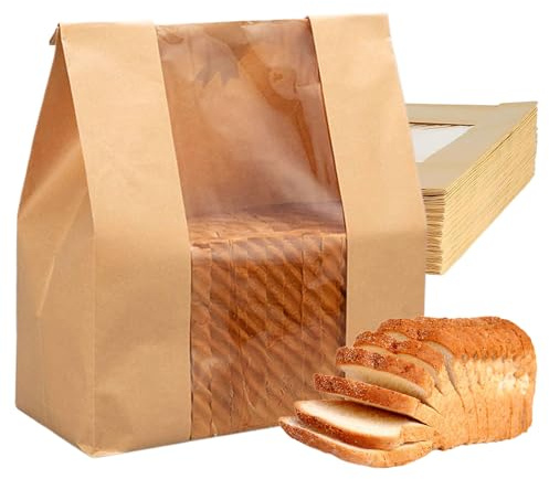 Bröd Förvaringspåsar 50 Stycken Papperspåsar Med Fönster För Förvaring Av