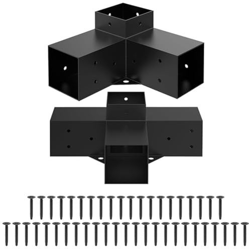 Vilgftyiet Alloy Steel Pergola Brackets Kit with Screws for 4x4 Inch Lumber, 3-Way and 4-Way Corner Brackets for DIY Garden Gazebo and Outdoor Structures