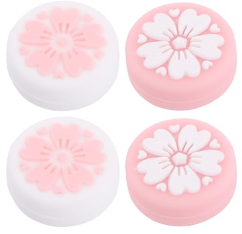 jojofuny Tapas para Joystick de Silicona Rosa Diseño de Flor de Cerezo 4 Piezas Resistentes Abrasión Ideales para Juegos de Consola