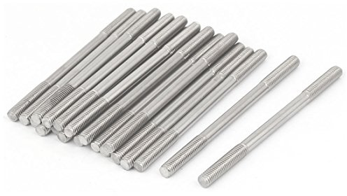 sourcing map Goujon Double Extrémité Fileté Vis Boulon 304 Inox Acier M5 x 80mm 20Pcs