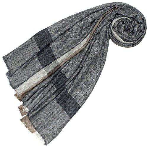 Lorenzo Cana Pashmina Damen Schal Schaltuch 100% Kaschmir flauschig Stola Kaschmirschal Kaschmirtuch Kaschmirpashmina Naturfaser Grau Hellbraun 78556