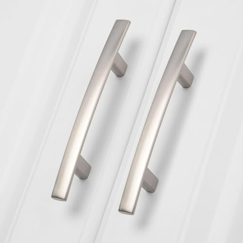 homdiy 20 Pack Solid Zinc Alloy Cabinet Handles, 3 Inch Hole Center Cabinet Pulls, Brushed Nickel Arch Drawer Pulls Modern Hardware for Kitchen Bathroom Cupboard