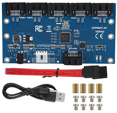 SATA3.0 1 to 5 Port Hub SATA Port Splitter Switch Multiplier Motherboard 6Gbps Riser Card SATA 3.0 Expansion Card Support PM JMICRON JMB575