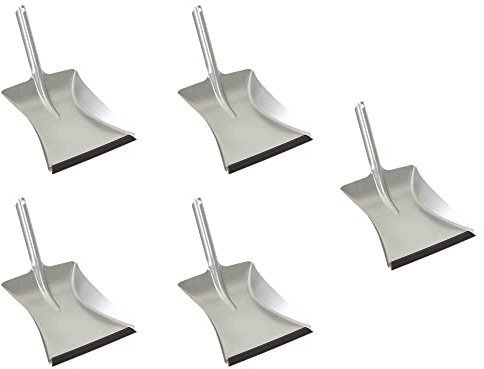 Novaliv 5X Kehrblech Silber Verzinkt mit Gummilippe für feinen Staub - Kehrschaufel Metall Kehrblech zum Aufkehren Kohleschaufel Handkehrset Kehrblechset Kehrschaufel - Camping Feger und Kehrblech