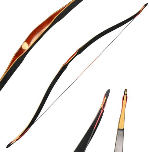 ZSHJGJR Traditioneller Langbogen Handgefertigt Recurvebogen Jagd Bogen 30-50lbs Bogenschießen Reiterbogen Sportbogen Erwachsene Holzbogen zum Jagen und Schießen (40lbs)