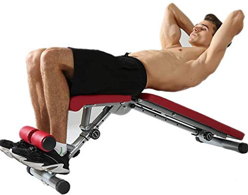 XBSLJ Hantelbank Multifunktionale Hantelbank Faltbarer Bankdrücken Hocker Sit-up Trainingsstuhl, Fitnessgeräte Fitnessstuhl Bauchtrainingsgeräte (Farbe: Rot, Größe: 46x120x45cm)