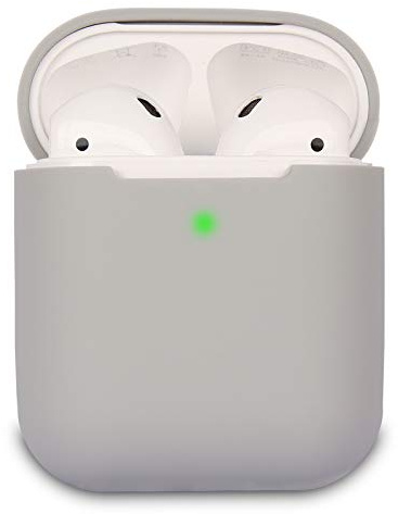 KOKOKA Schutzhülle Hülle Kompatibel mit AirPods 2, Silikon Schutzhülle Hülle für AirPods 2, LED an der Frontseite Sichtbar, Grau