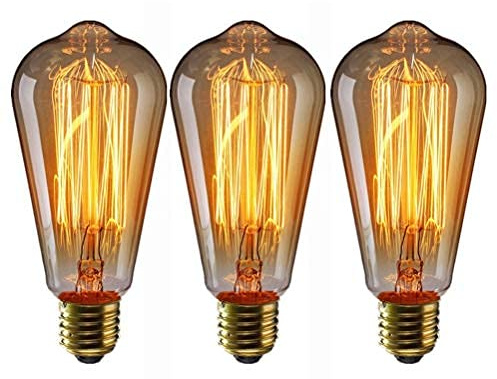 EYLM Edison Light Bulb E27 Filament Vintage 40W ST64 Retro Light Edison Bulb, Industrial Style, Warm White, Decorative Light Bulb 3 Pieces