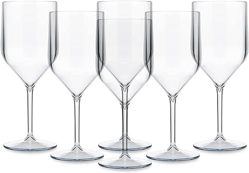 Calici Croisiere Bicchieri Infrangibili Riutilizzabili e Lavabili | Materiale Plastica Resistente in San Clear, 6 Pezzi x 25 cl | Brevetti Waf
