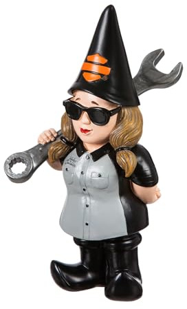 Harley-Davidson Mechanic Lady Polystone, 8.5 x 5 in. 544902E Garden Gnome, Black