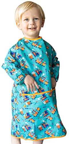 Tidy Tot®™ Bavoir Manches Longues pour Bébé | Tablier Bebe pour Manger Imperméable pour L'alimentation des Bébés et les Tout-Petits | 6 Mois à 4 Ans. DME. Sac de Voyage Inclus.