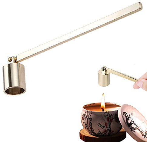 Esteopt ljussläckare, vektsläckare, tillbehör med långt handtag, rostfritt stål, för de flesta ljus (guld)