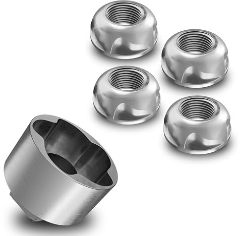 Adventure Xperience - Dadi di sicurezza antifurto M6, M8, M10, M12, in acciaio inox (4 dadi, 1 noci)