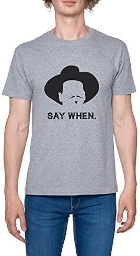 Hopestly Macho Say When Maglietta da Uomo a Maniche Corte Casual Leggera Girocollo Grigio Men's Tshirt Grey Crew Neck XXS