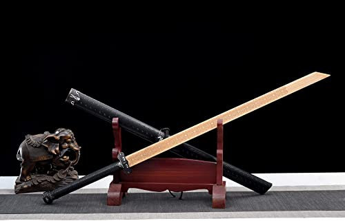 STARMS Tang Dao Aus Natürlichem Bambus, 110 cm Langes Chinesisches Klassisches Schwert Für Kendo-Training, Cosplay, Display, Sammeln/All Black/110Cm
