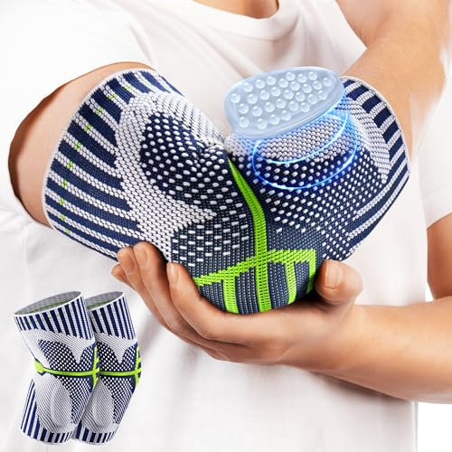 CAMBIVO 2 Pack Ellenbogenbandage Tennisarm, Bandage Ellenbogen mit Flachstricktechnik, Gelpolster, Ellenbogen Bandage Herren Damen Unterstützung für Golferarm, Gewichtheben, Sport