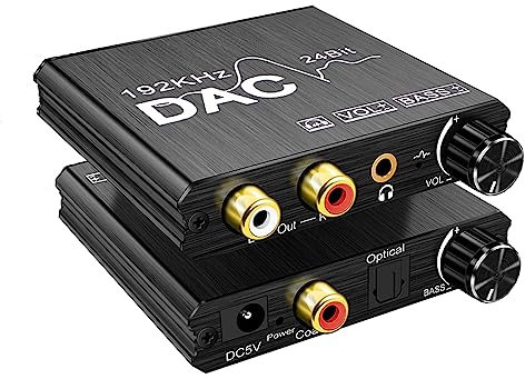 SATMW DAC 192KHz 24Bit convertisseur Audio numérique vers analogique Coaxial SPDIF Optique à 3.5MM L/R Adaptateur de Caisson de Basses RCA pour TV PS4