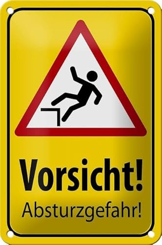 Blechschild 18 x 12 cm Warnschild: Vorsicht ! Absturzgefahr ! - DekoNo7