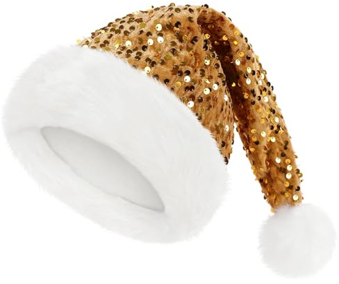 POPOYU Weihnachten Pailletten Weihnachtsmann Hut, funkelnde Weihnachten Pailletten Hut für Erwachsene, Luxus Weihnachtsmann Hut&Weihnachtsmann Hut&Weihnachtsmann Kostüm Kostüm Accessoire