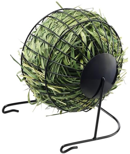 Navaris Heuraufe aus Eisen - Kaninchen Zubehör & Spielzeug - Nager Zubehör - Futterrad für Hasen - Schwarz