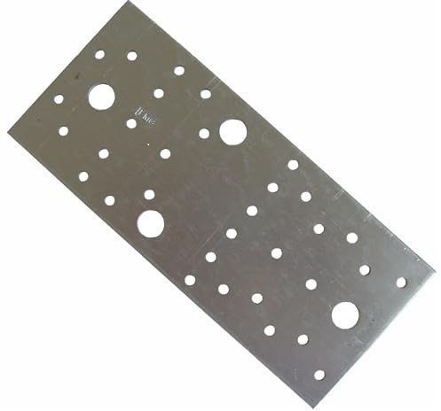 10 Stück - FMG Flachverbinder / 203 mm Länge – 90 mm Breite x 3 mm / verzinkt / Lochdurchmesser Ø 5,0 und Ø 13,0 mm DIN 1052 / Holz zu Holzverbinder /