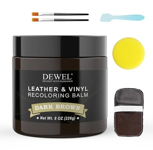 DEWEL Kit de reparación de Cuero Marrón 200g Cuidado del Cuero del Coche Bálsamo de Color de Cuero sintético Kit de reparación de Cuero para la restauración de Cuero Grietas Agujeros