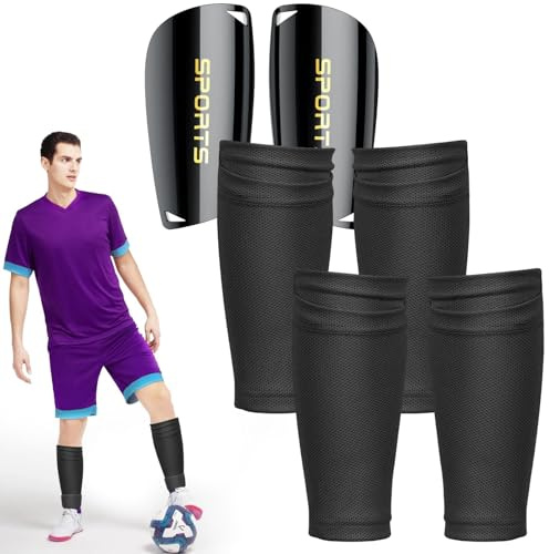 Schienbeinschoner Fussball - Mit Anti-Rutsch Ärmel socken für Kinder,Jugendliche und Erwachsene