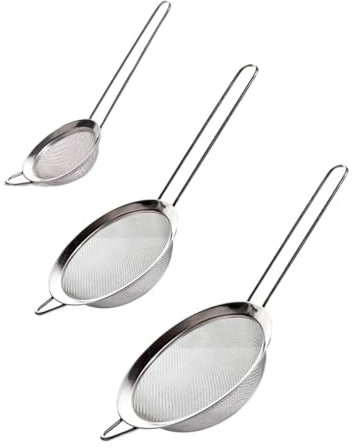 NOBILE LOVELYCARE Set di colini in acciaio inox a maglia fine 8cm 10cm 12cm per farine polveri pasticceria e cucina filtri a maglia fine per scolare set colino 8 10 12
