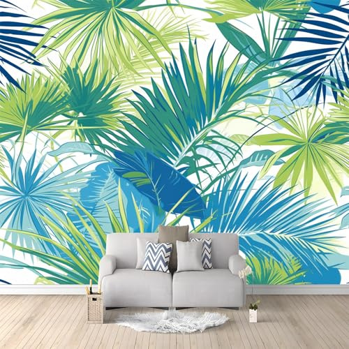 Papier Peint Intissé Plante Nordique Feuilles Vertes 350x256 cm Papier Peint Panoramique Moderne, Tableaux Muraux Tapisserie Photo, Papier Peint Mural pour Salon, Chambre, Fond Décor TV