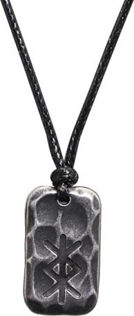 Ankiyabe Stainless Steel Norse Viking Rune Pendant with Adjustable Braided Rope Good Luck/Love/Strenght/Health Viking Symbol Necklace for Men Women (PROTECTION)