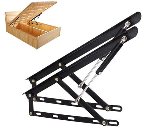 Kit de mecanismo de elevación de cama de almacenamiento de 1 par, juego de bisagras de marco de cama de almacenamiento elevable, kit de elevación de cama con resorte de gas de alta resistencia para d