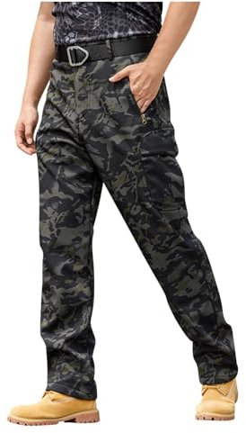 HAOLEI Camo Cargo Trousers for Men UK Sale Waterproof Work Trousers with Zip Pockets Heavy Duty Combat Trousers Stretch Fit Walking Trousers Bottoms Outdoor Cargo Pants Work Utility & Safety Trousers