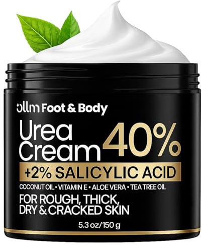 Urea Cream 40 Percent for Feet - Foot Cream for Dry Cracked Heels, 2% Salicylic Acid for Callus Remover, Maximum Strength Repair Skin, Soft & Smooth 40% Urea Lotion Moisturizer Elbows Hands Knees